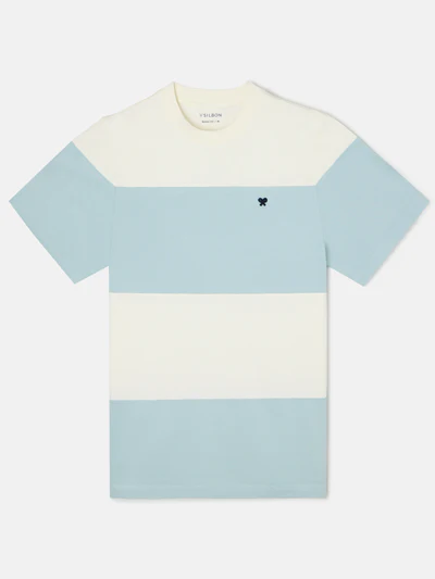 Camiseta Raya Ancha Verde Claro Crema - Silbon