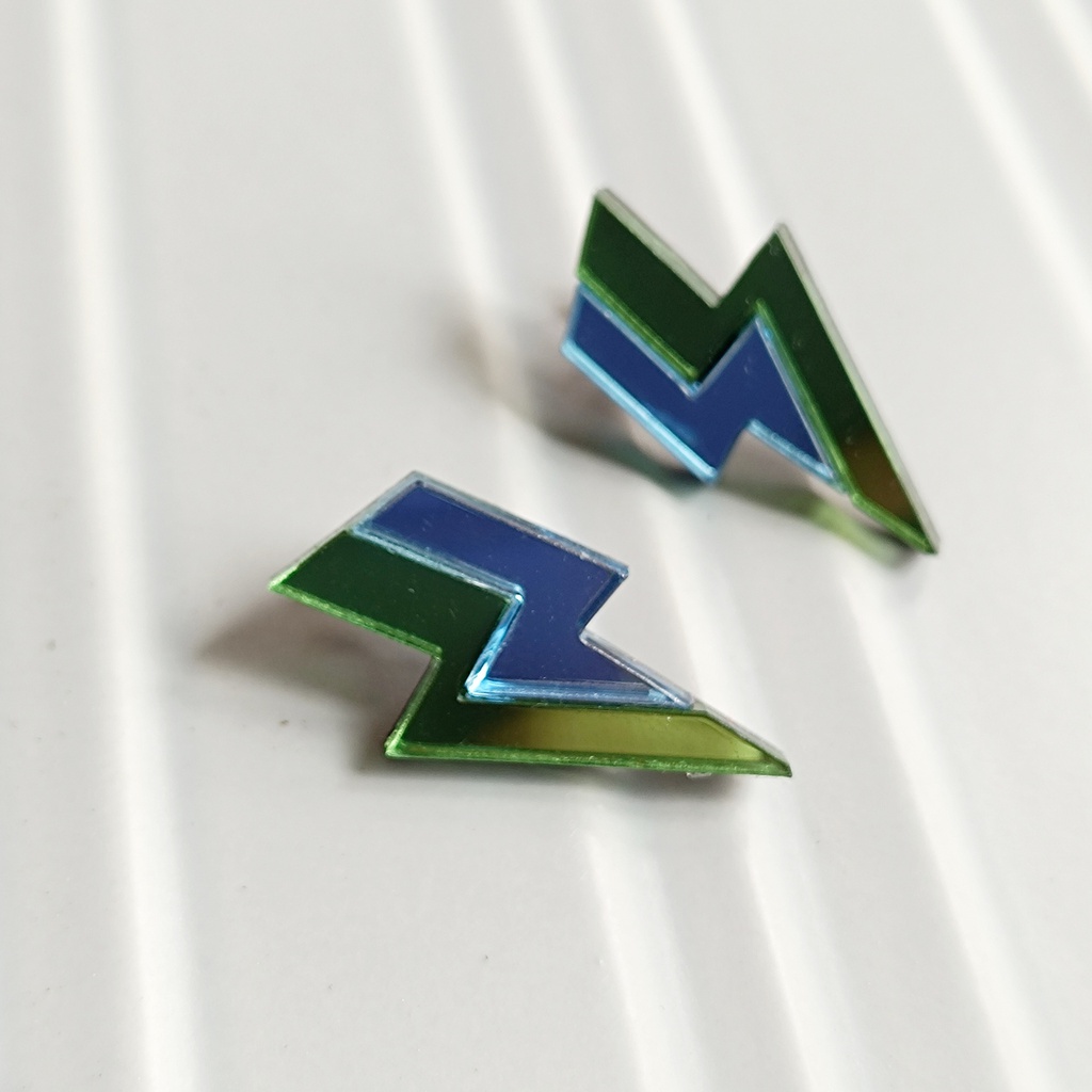 Pendientes Metacrilato Rayo Doble Color Verde-Azul