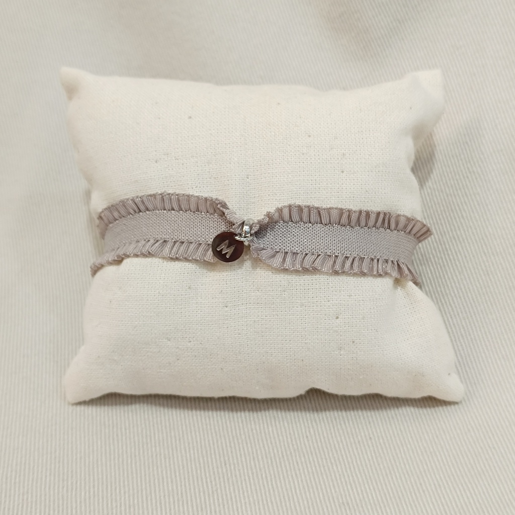 Pulsera Cinta Volante Elástica con Inicial Silueta