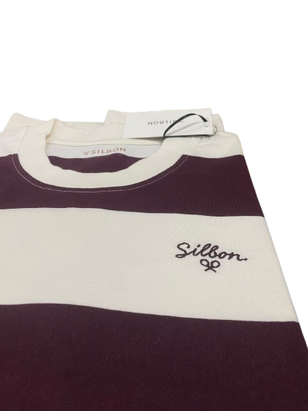 Camiseta Special Fit Raya Ancha Burdeos - Silbon