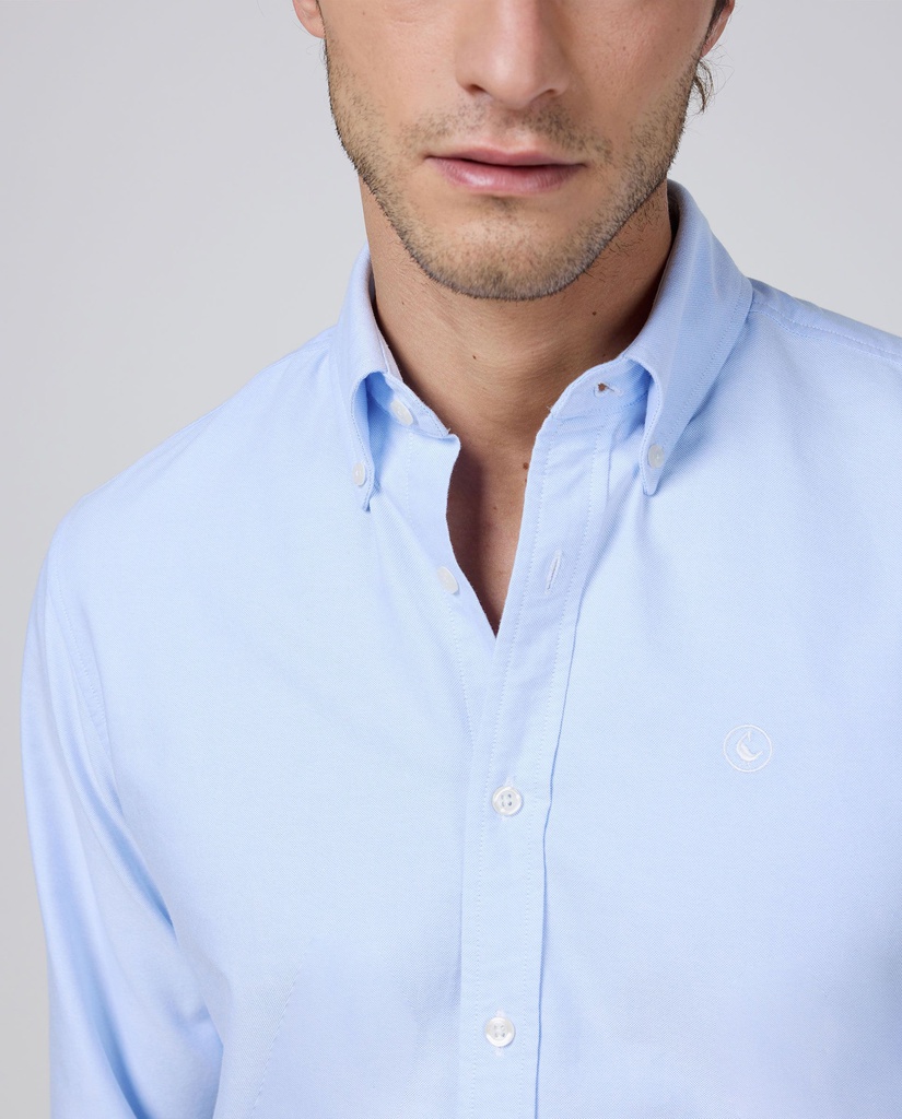 Camisa Oxford Liso Celeste - El Ganso