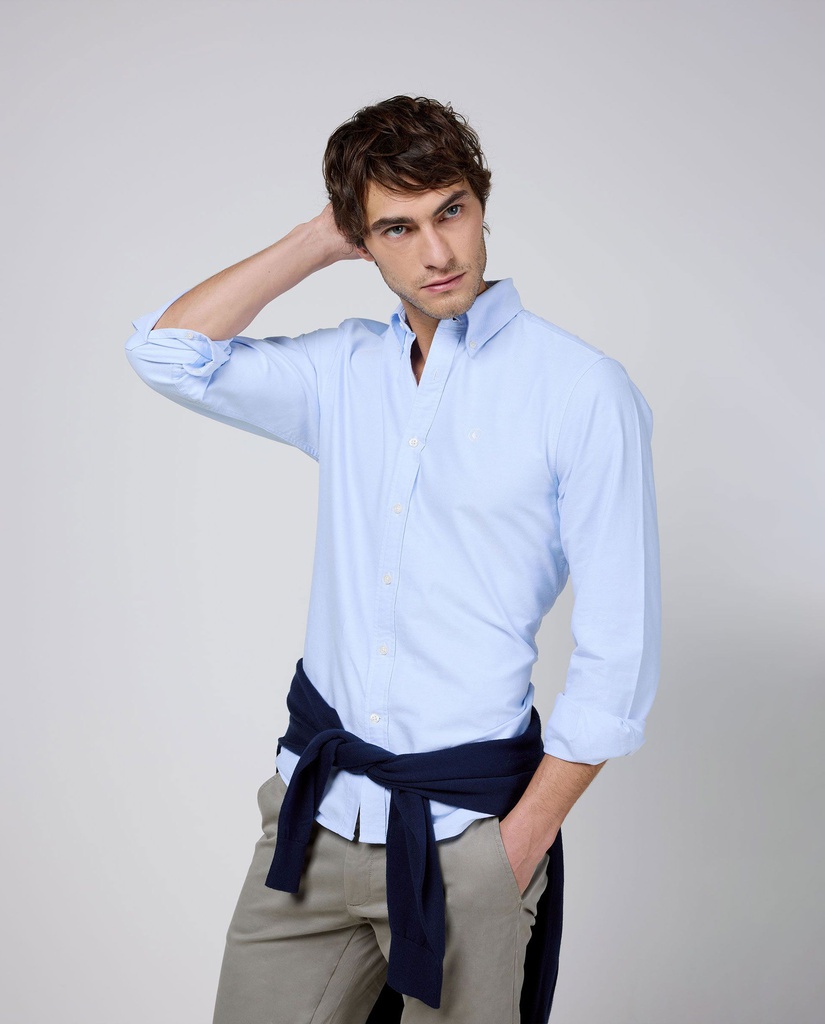 Camisa Oxford Liso Celeste - El Ganso