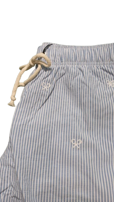 Bañador Rayas Finas Logo Azul Claro - Silbon