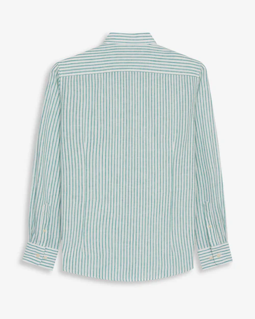 Camisa Striped Linen Green Tide - Harper &amp; Neyer