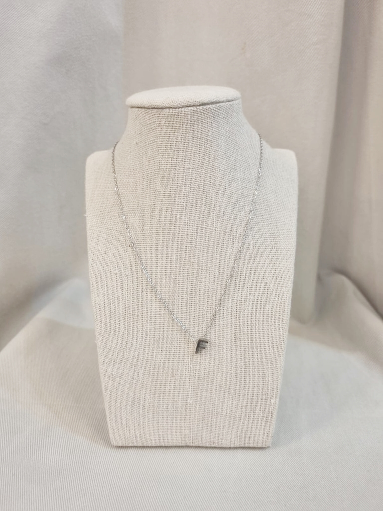 Collar Inicial Plateada Gruesa Letra "F"
