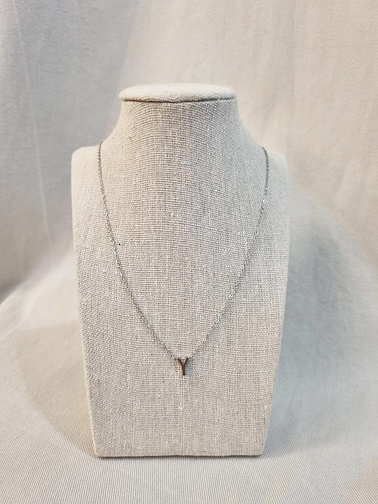 Collar Inicial Plateada Gruesa Letra "Y"