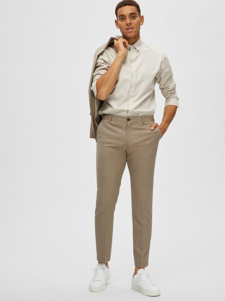 SlhSlim Neil Chk Trs Noos - Oatmeal - Selected Homme