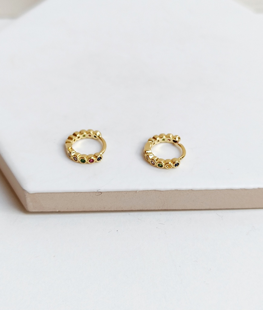 Aros Mini Brillo Circulos Colores Dorado