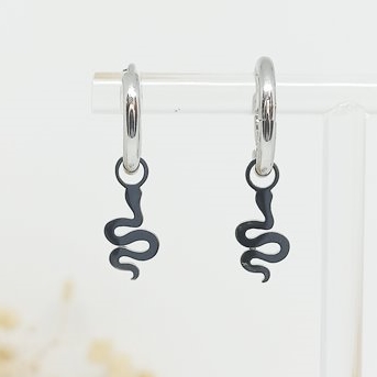 Aritos Charm Extraíble Serpiente Plateado