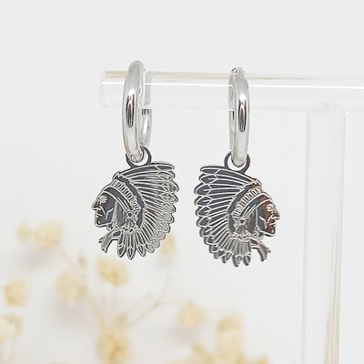 Aritos Charm Extraíble Indio  Plateado