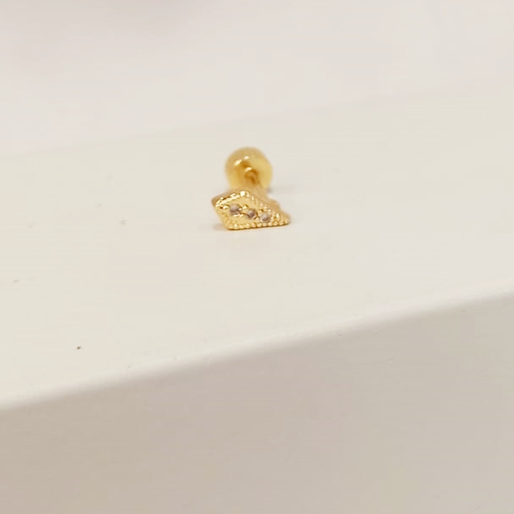 Pendiente Geo Rombo Circonita Dorado (Rosca)