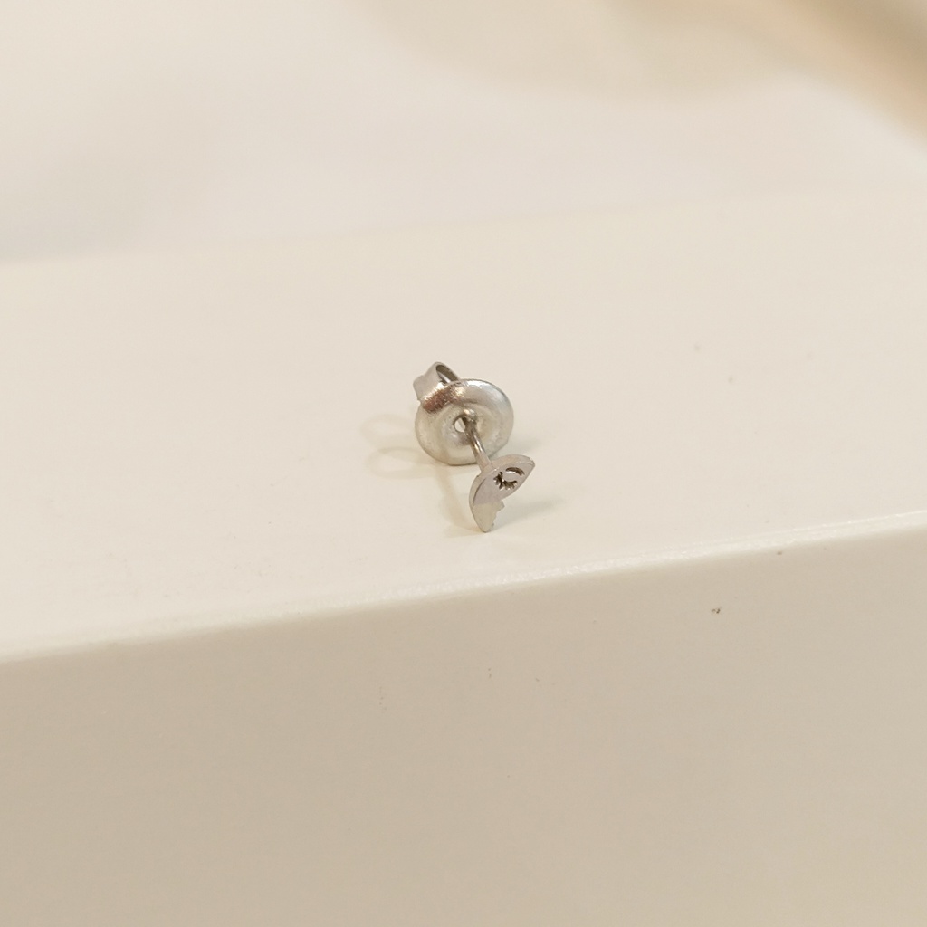 Pendiente Media Luna llena cara Plateado