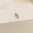 Pendiente Media Luna llena cara Plateado