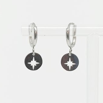 Aritos Charm Destello Chapa Plateado