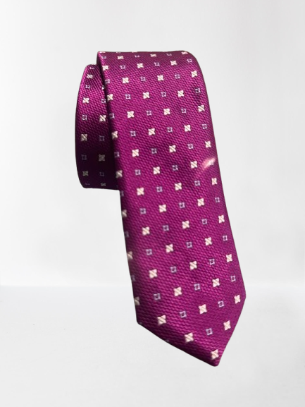 Corbatín morado con motivos geométricos