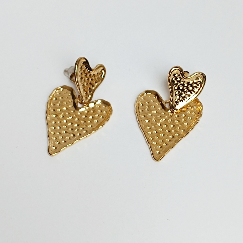 Pendientes Doble Corazón Dorados
