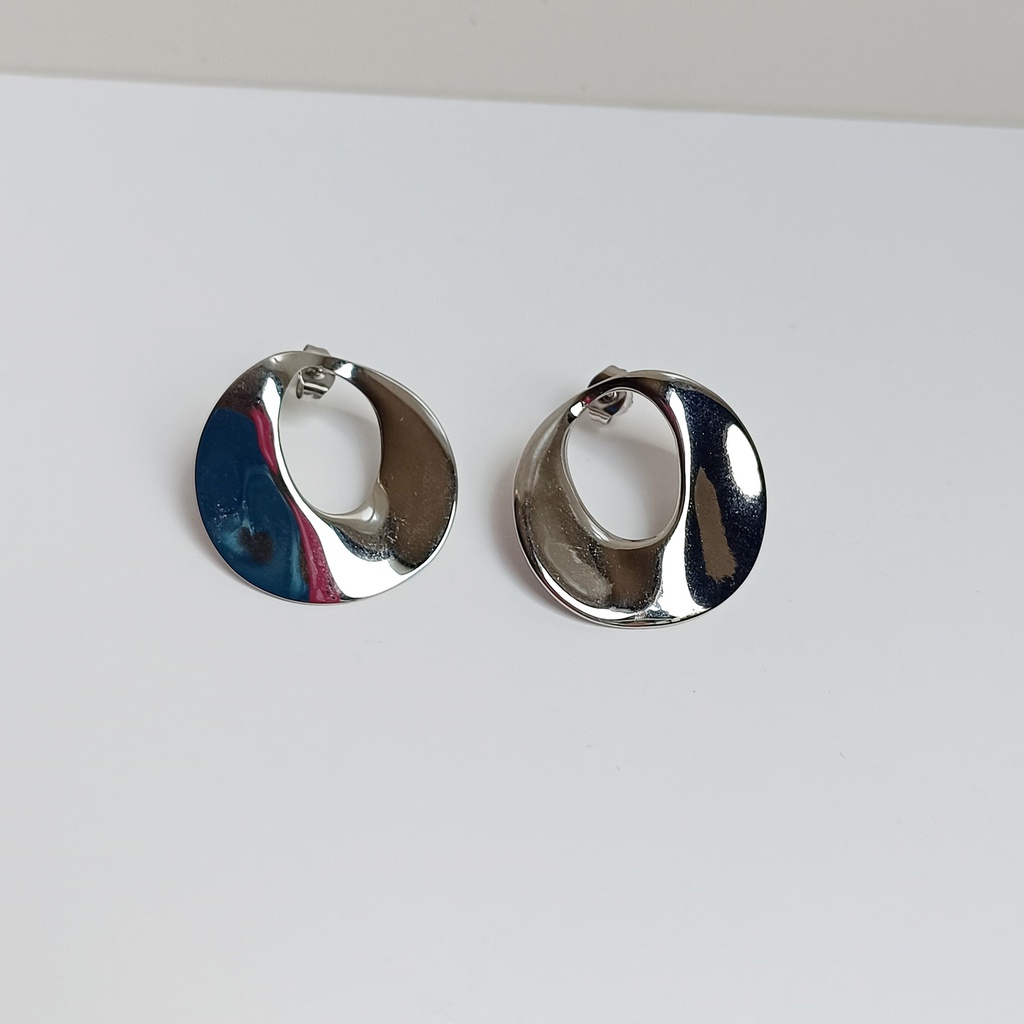 Pendientes Círculo Plateado