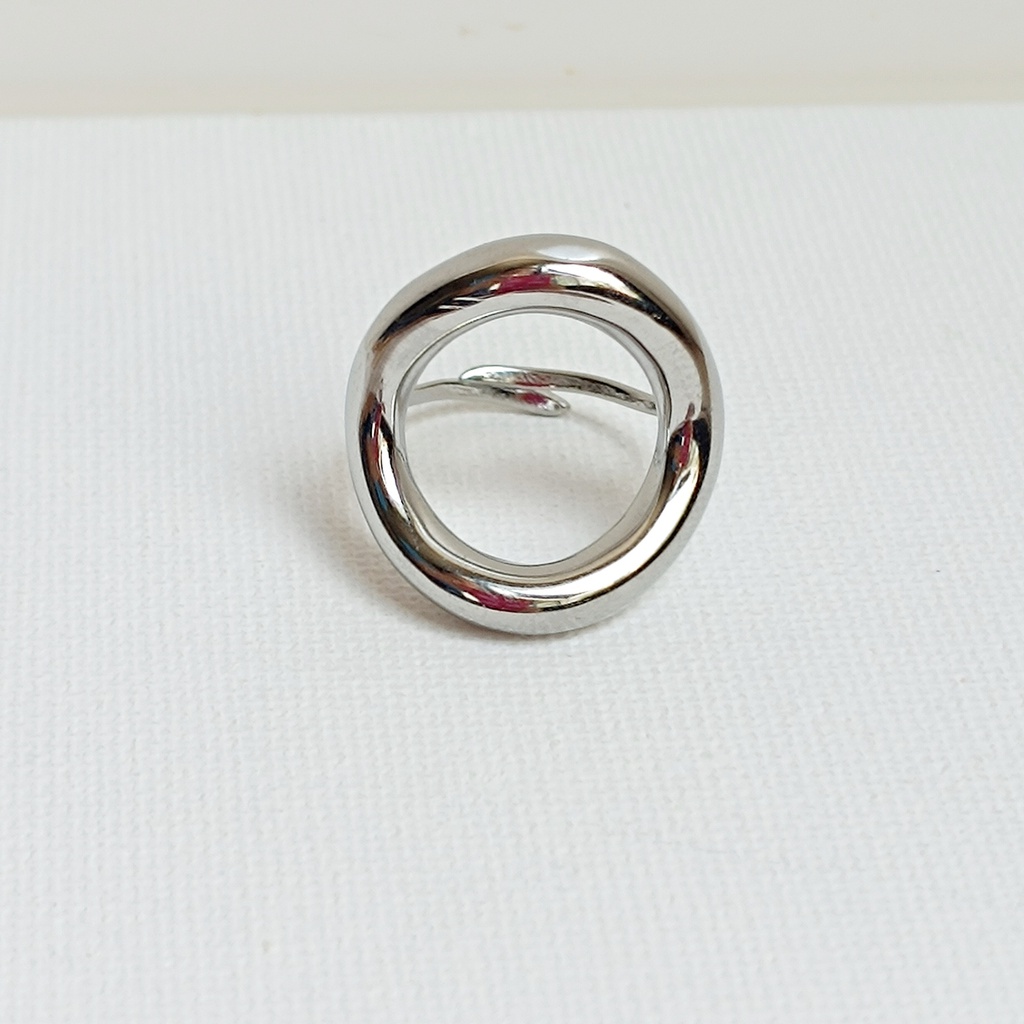 Anillo Ovalado Grueso Plateado