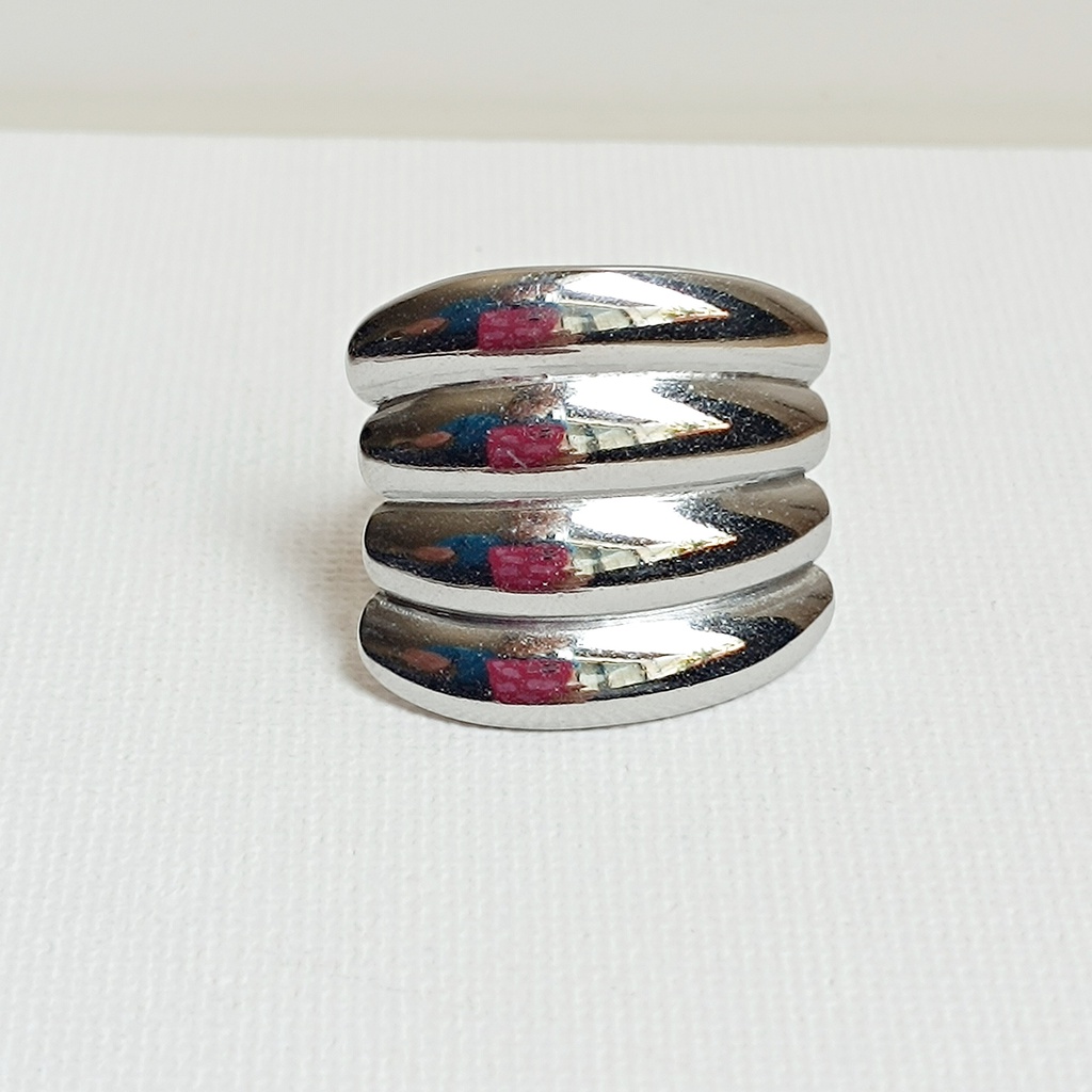 Anillo Maxi Cuatro Stick Plateado