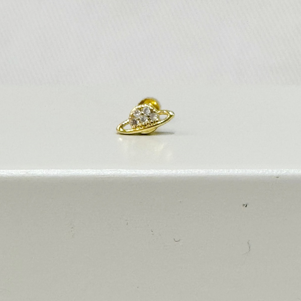 Pendiente Planeta Circonita Dorado (Rosca)