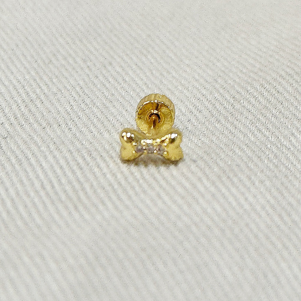 Pendiente Hueso Circonita Dorado (Rosca)