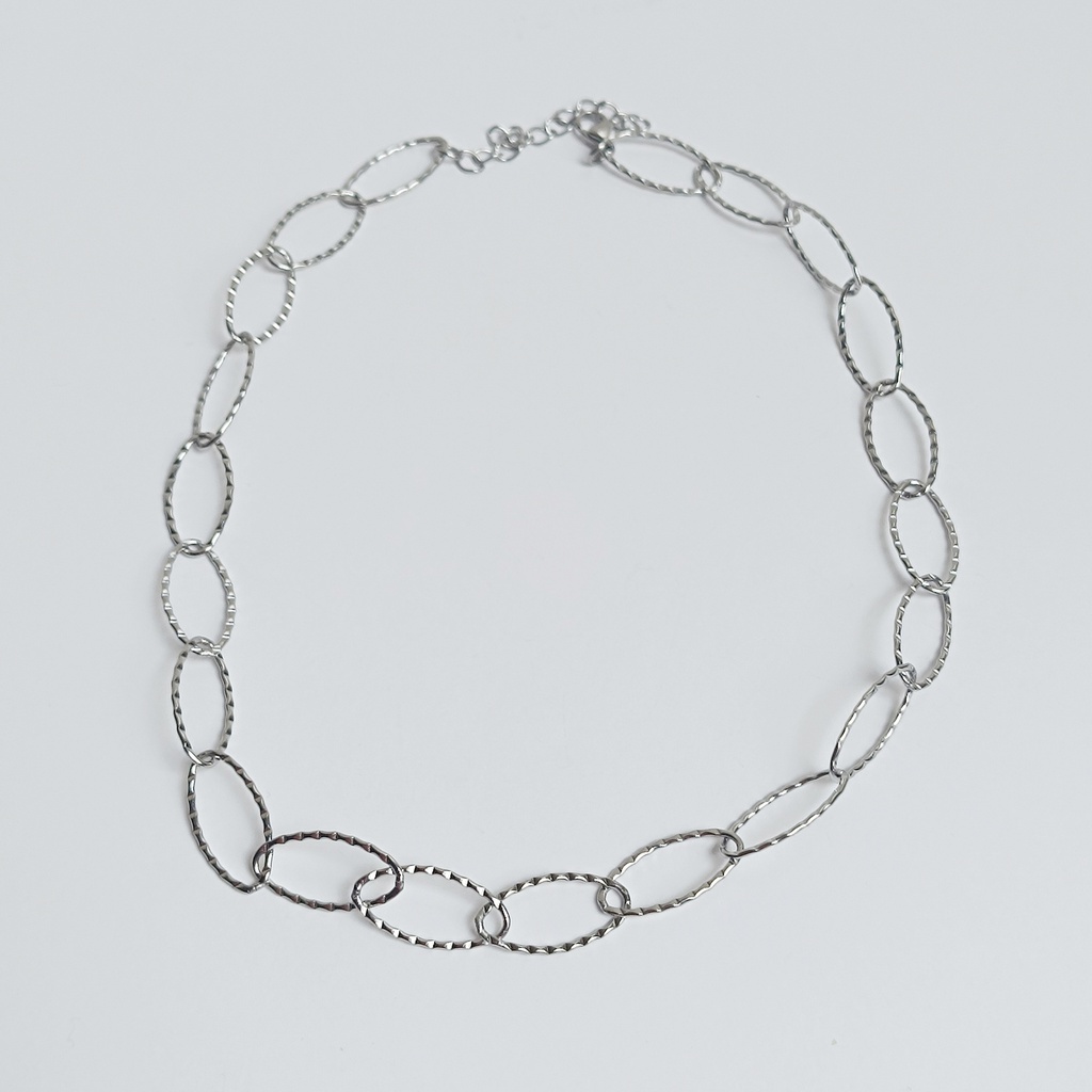 Collar Cadena Eslabones Ovalados Plateado