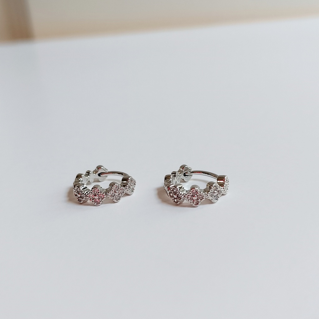 Aros Florecita Con Circonitas Plateado