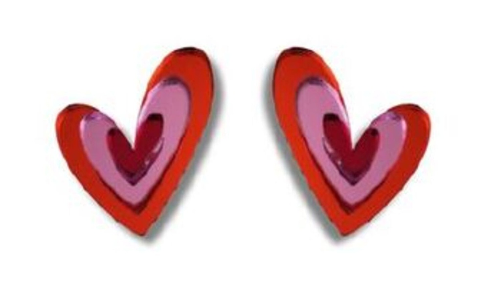 Pendientes Metacrilato Corazón Triple Rojo