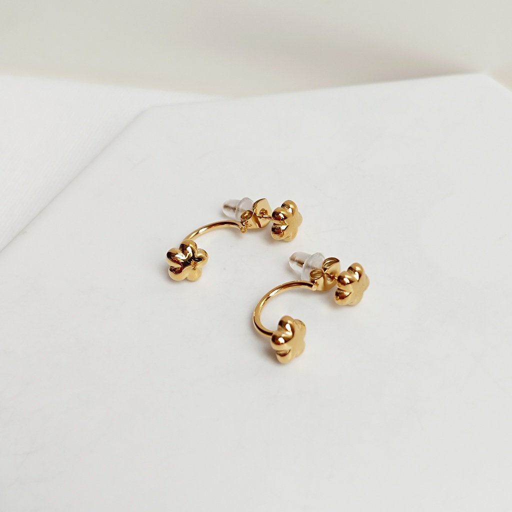 Pendientes Dobles Flores Doarado