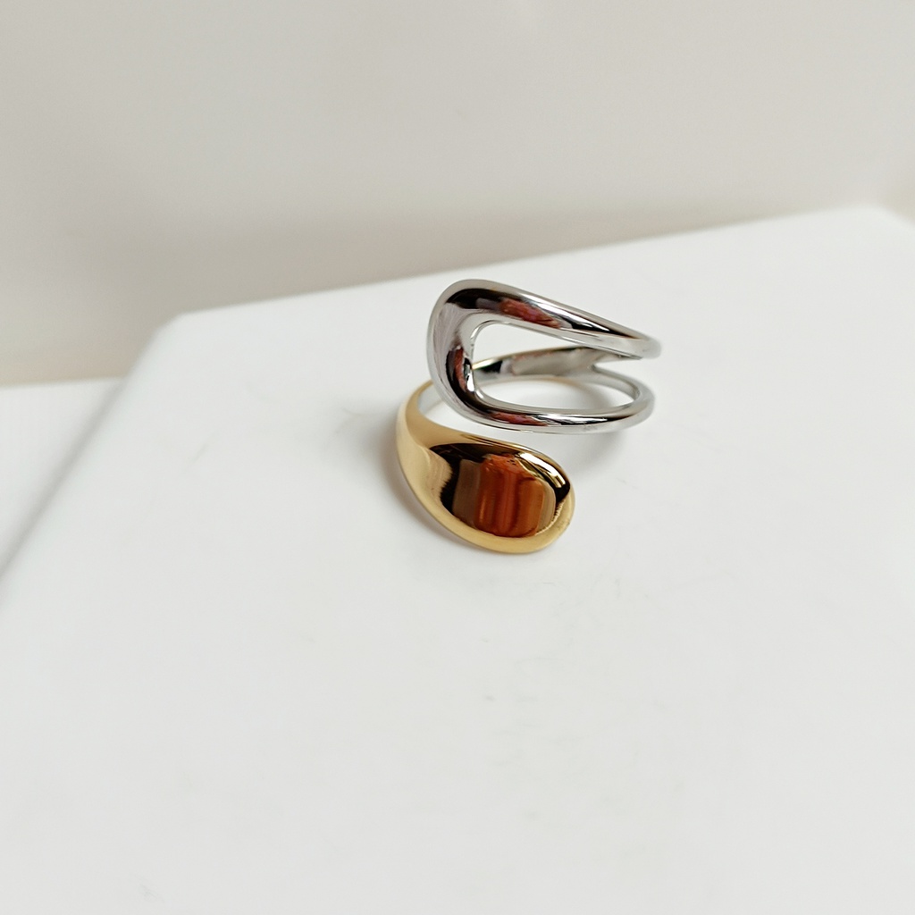 Anillo Doble  Bicolor Dorado Plateado