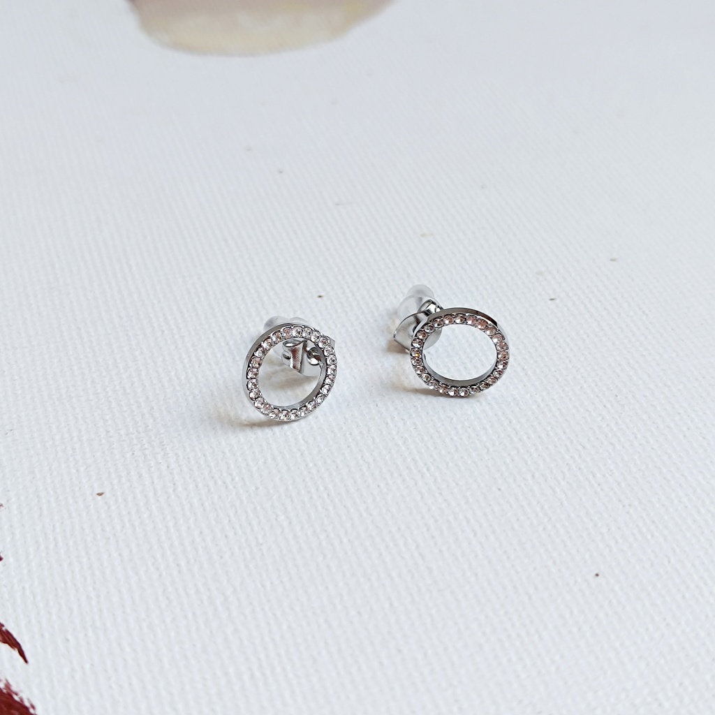 Pendientes Círculo Circonita Plateado