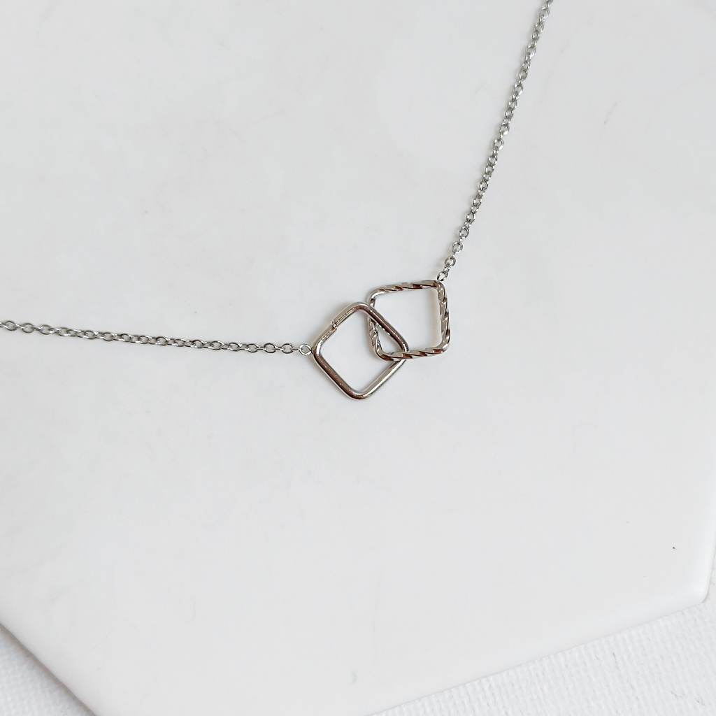 Pulsera Cuadrados Enlazados Plateado