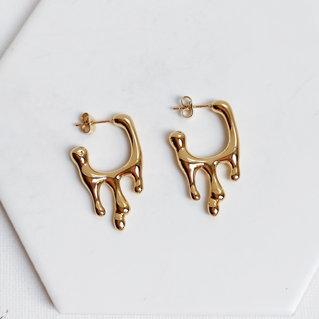 Pendientes Aro Drip Dorado