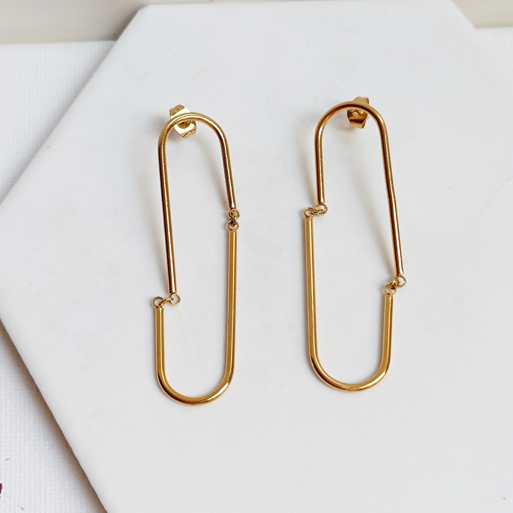 Pendientes Largos Clip Dorado