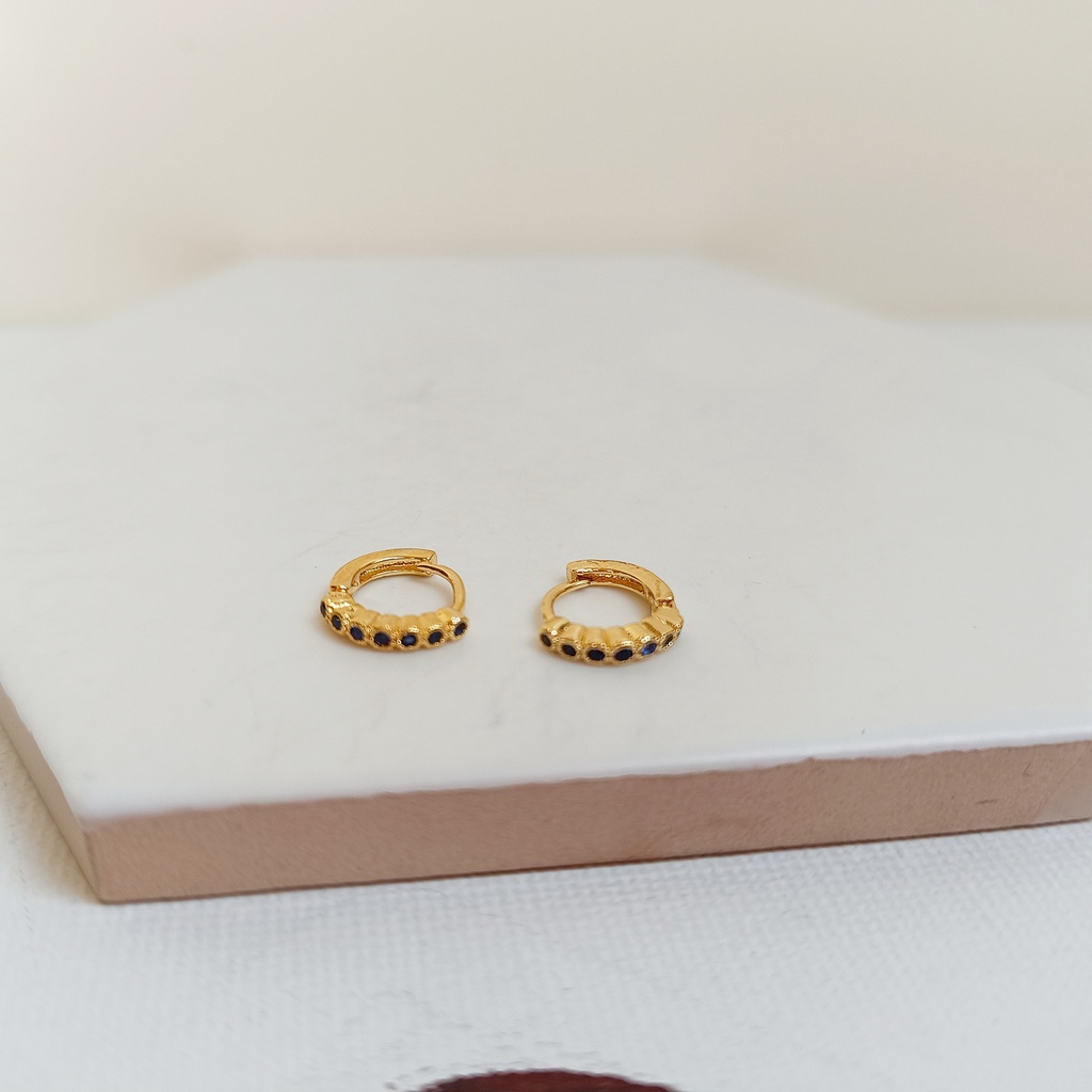 Aritos Circonitas Azul Dorado