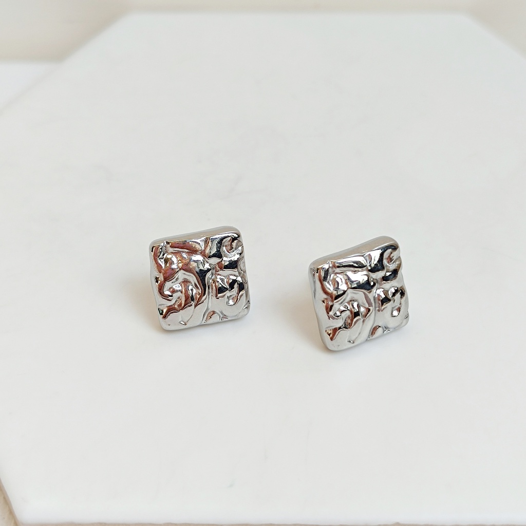 Pendientes Pequeños Cuadrados Plateado