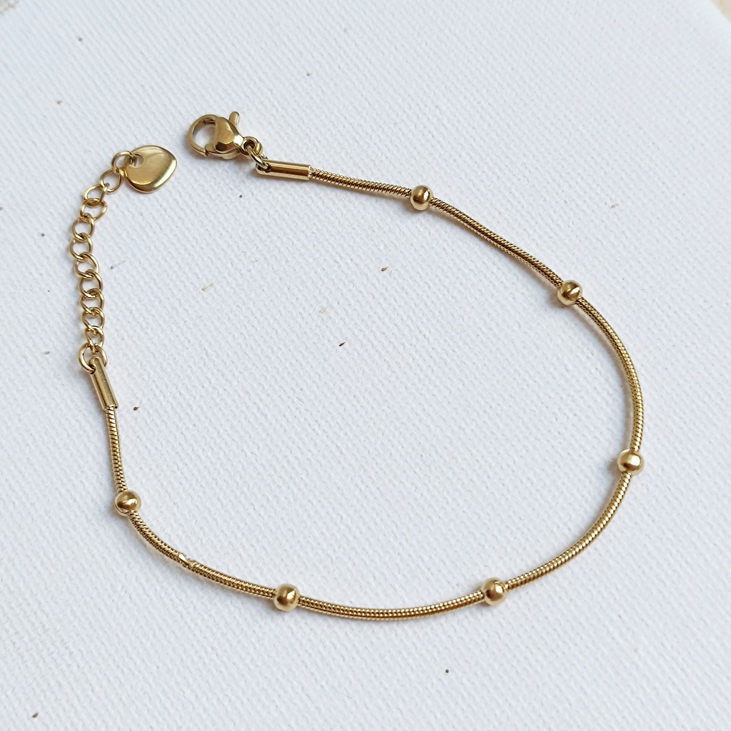 Pulsera Bolitas Simples  Dorado