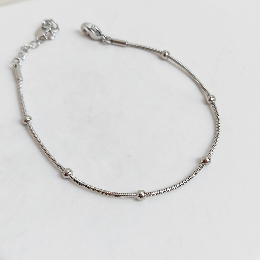 Pulsera Bolitas Simples  Plateado