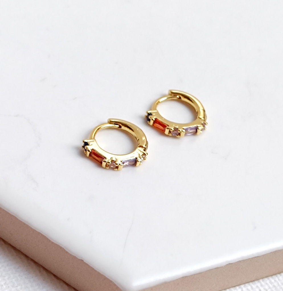 Mini Aros Circonitas Colores Dorado