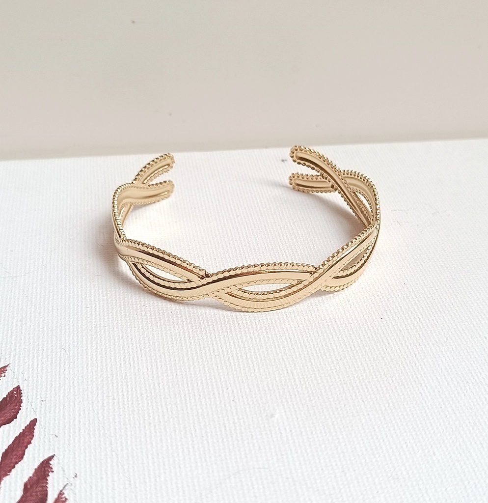 Brazalete Textura Entrelazado Dorado