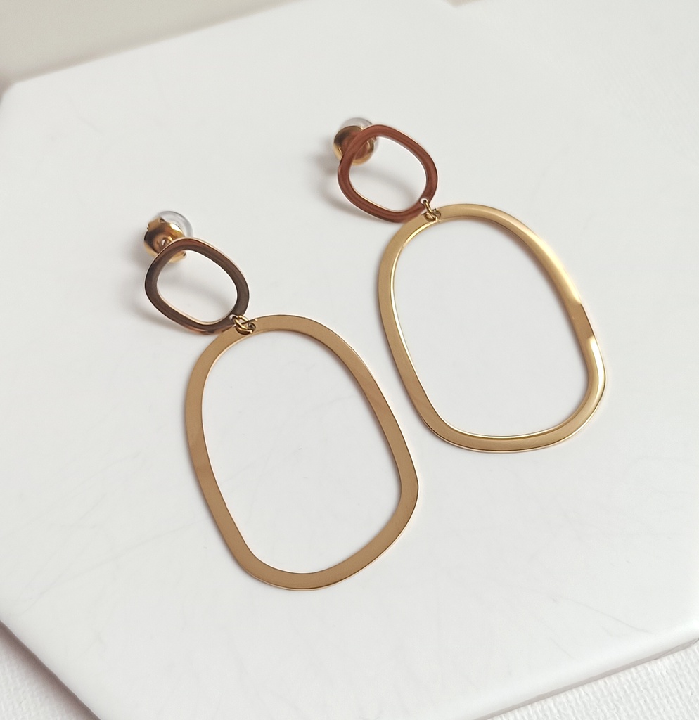 Pendientes Doble Cuadrado Dorado