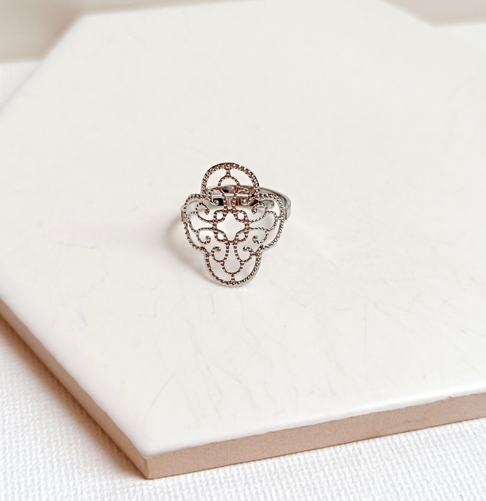 Anillo Rosetón Plateado