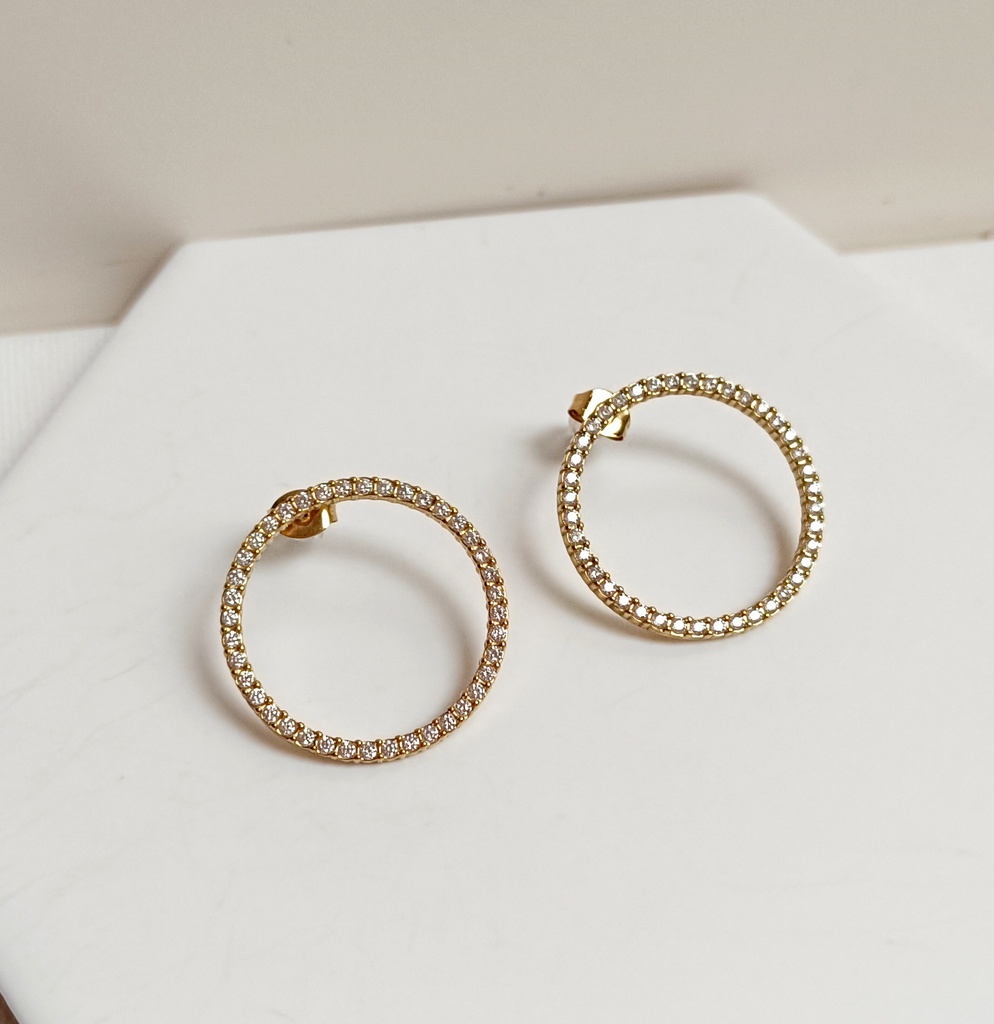 Pendientes Aro Circonitas Dorado
