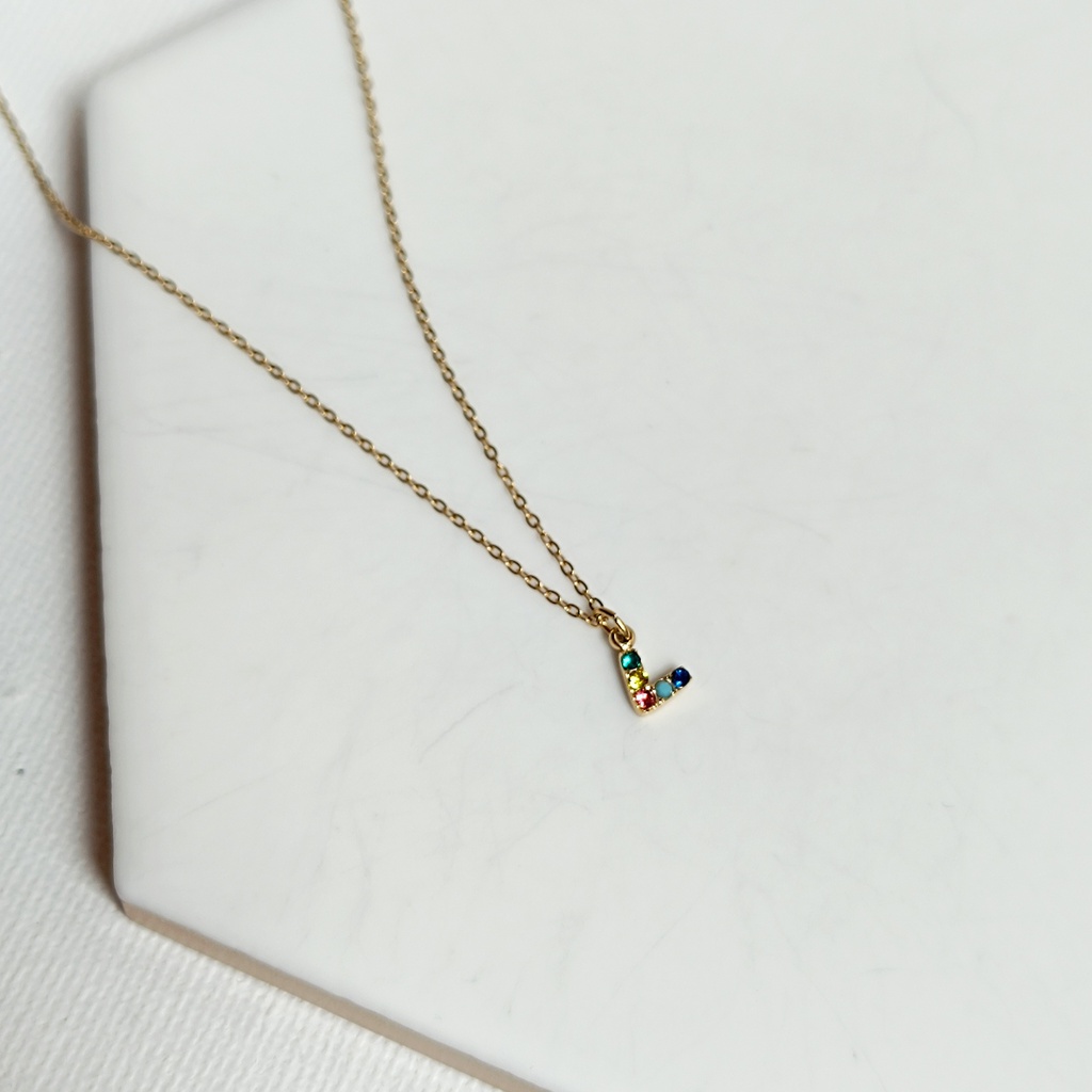 Collar Circonitas Colores Dorado