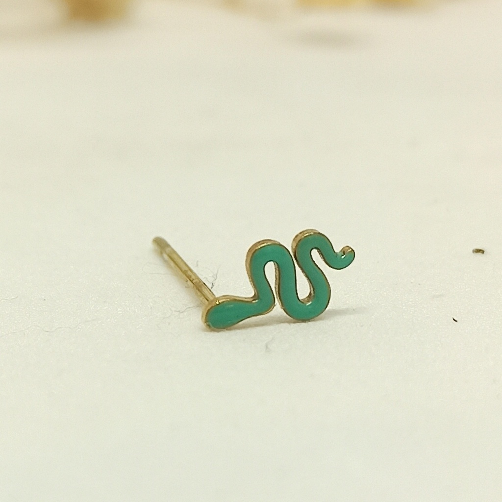 Pendiente Serpiente Esmaltada Turquesa Dorado