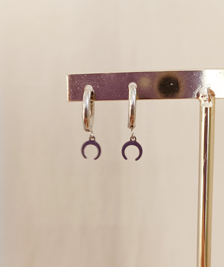 Aritos Charm Lunita Plateado