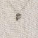 Collar Inicial Plateada Brillos Letra "F"