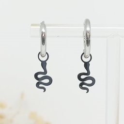 Aritos Charm Extraíble Serpiente Plateado