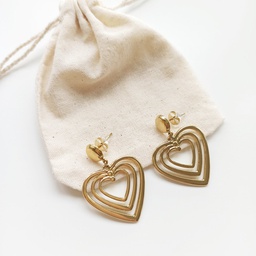 Pendientes Corazón Siluetas Dorado