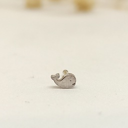 Pendiente Mini Ballena Plateado (Rosca)